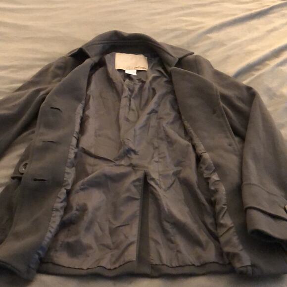 Refuge Charcoal Gray Jacket Juniors Size Small Knit Button Front Belted Back - Picture 4 of 9